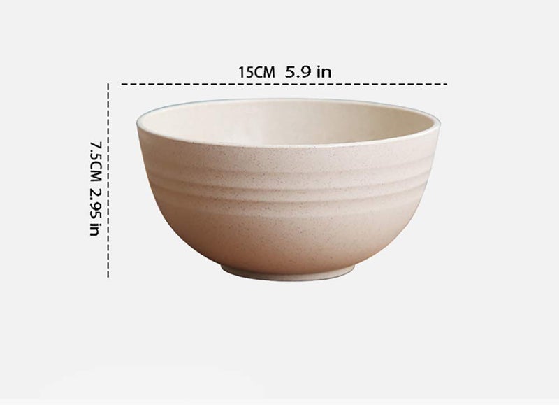 UPSTYLE Healthy Wheat Straw Plastic Noodle Soup Bowl Rice Fruit Bowl for Children Support Microwave (4 pack, size 5.9inch) - Image 4
